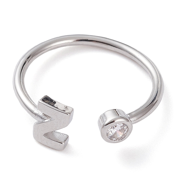 

PandaHall Brass Micro Pave Clear Cubic Zirconia Cuff Rings, Open Rings, Long-Lasting Plated, Real Platinum Plated, Letter.Z, US Size 6...