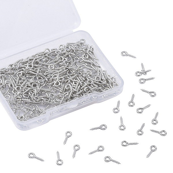 

PandaHall Iron Screw Eye Pin Peg Bails, For Half Drilled Beads, Platinum, 10x4x1mm, Hole: 2mm, 300pcs/box Iron