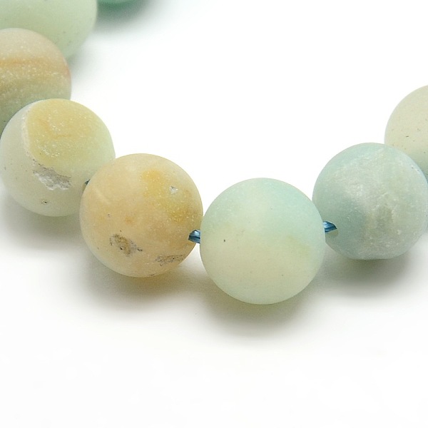 Frosted Natural Flower Amazonite Round Bead Strands