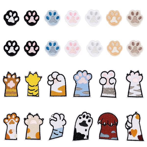 

PandaHall FINGERINSPIRE 26pcs Cat Paw Print Patches Paw Footprint Self-Adhesive Patches Iron on/Sew on Paw Applique DIY Embroidered Applique..., Multicolor