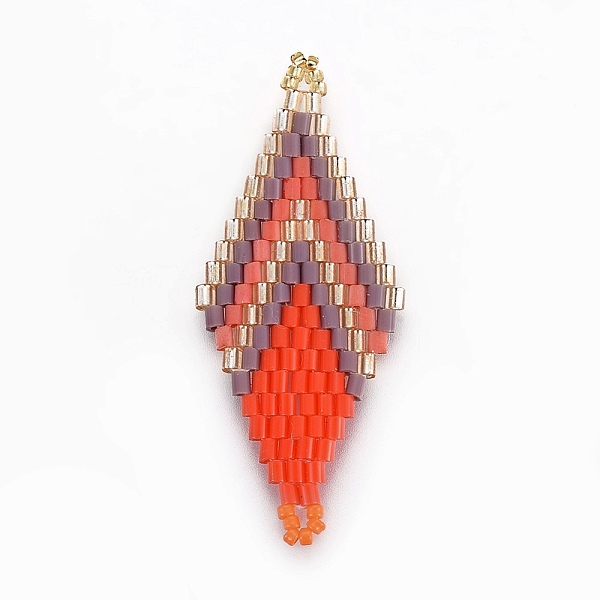 

PandaHall MIYUKI & TOHO Handmade Japanese Seed Beads Links, Loom Pattern, Rhombus, Tomato, 43~45x17.6~18.1x1.7~2mm, Hole: 1.2~1.5mm Glass..., Red