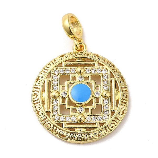 

PandaHall Rack Plating Brass Cubic Zirconia with Enaml Pendants, Lead Free & Cadmium FreeLong-Lasting Plated, Round, Real 18K Gold Plated..., Clear