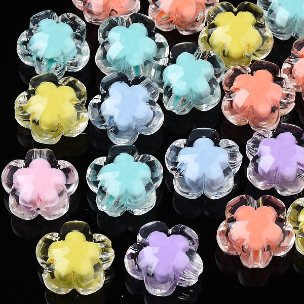 

PandaHall Transparent Acrylic Beads, Bead in Bead, Flower, Mixed Color, 16.5x17x10.5mm, Hole: 2.5mm, about 295pcs/500g Acrylic Flower..., Multicolor