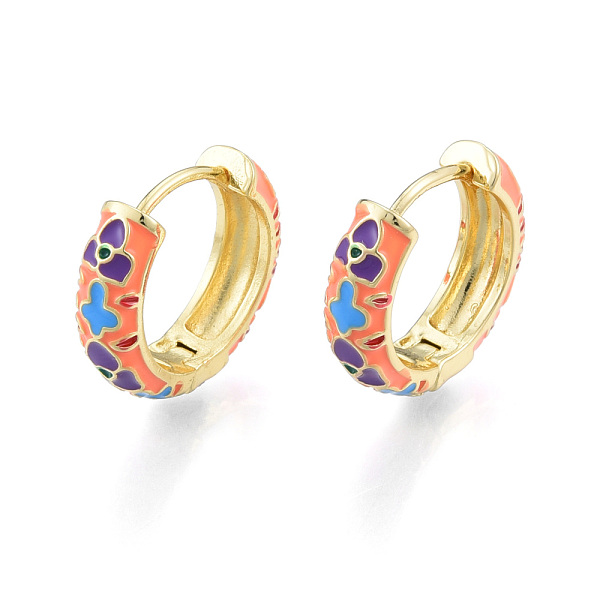

PandaHall Colorful Enamel Flower Hoop Earrings, Brass Jewelry for Women, Nickel Free, Real 18K Gold Plated, 18x20x5.5mm, Pin: 1mm Brass...