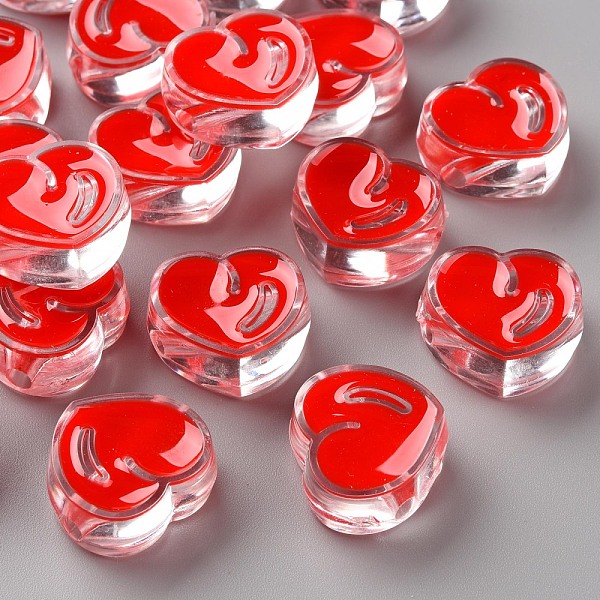 

PandaHall Transparent Enamel Acrylic Beads, Heart, Red, 20x21.5x9mm, Hole: 3.5mm Acrylic Heart Red
