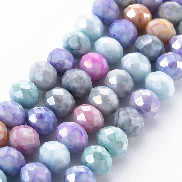 

PandaHall Opaque Baking Painted Glass Beads Strands, Faceted, Flat Round, Colorful, 10x8mm, Hole: 1.5mm, about 63pcs/strand, 21.06...