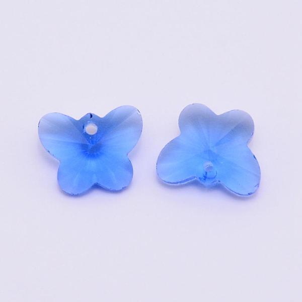 

PandaHall Transparent Glass Pendants, Faceted, Butterfly Charms, Blue, 12x15x8mm, Hole: 1.5mm Glass Butterfly Blue