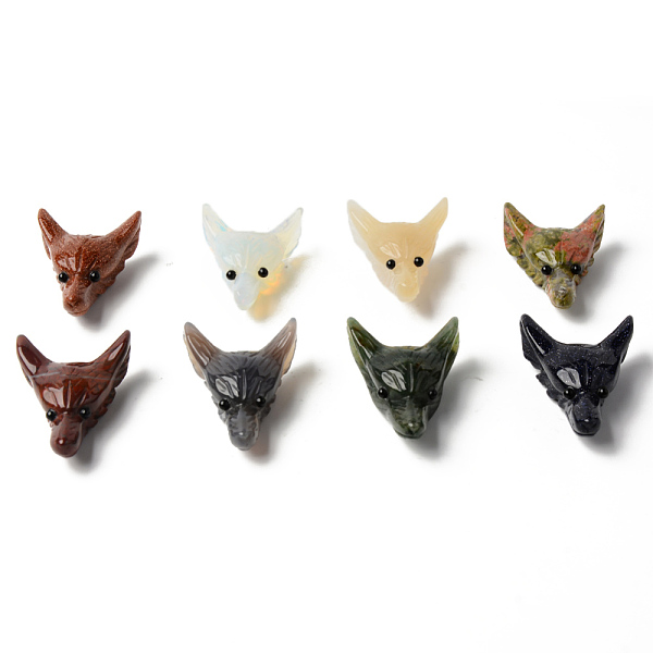 

PandaHall Natural & Synthetic Mixed Gemstone Pendants, Top Drilled Beads, with Black Onyx Eye, Wolf Head, 46~47x32.5~33.5x18mm, Hole: 2mm...