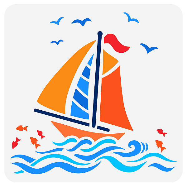 

PandaHall PET Hollow Out Drawing Painting Stencils, for DIY Scrapbook, Photo Album, Sailboat Pattern, 30x30cm Plastic Sailboat