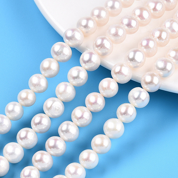 

PandaHall Natural Cultured Freshwater Pearl Beads Strands, Round, Seashell Color, 8~10mm, Hole: 0.5mm, about 46~47pcs/strand, 15.55~15.71...