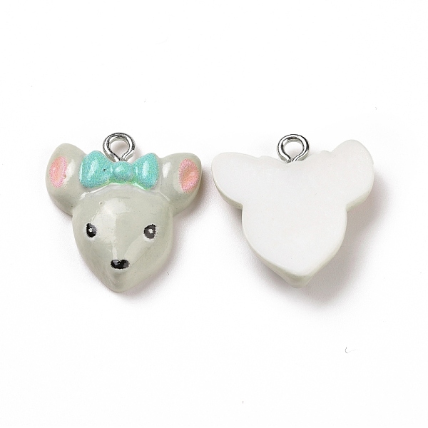 

PandaHall Opaque Resin Pendants, with Platinum Tone Iron Loops, Animals Charm, Light Grey, Mouse Pattern, 20x19x5.5mm, Hole: 2mm Iron+Resin...