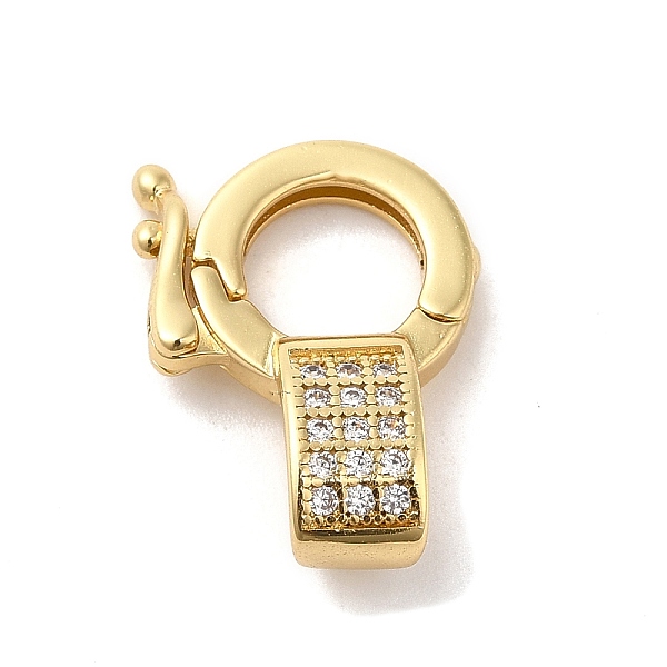 

PandaHall Brass Micro Pave Clear Cubic Zirconia Twister Clasps, Lead Free & Cadmium Free, Long-Lasting Plated, Flat Round, Real 18K Gold...
