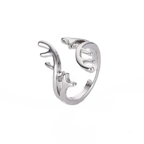 

PandaHall Branch Cuff Finger Rings for Girl Women, Rack Plating Alloy Open Rings , Platinum, US Size 6 3/4(17mm) Alloy