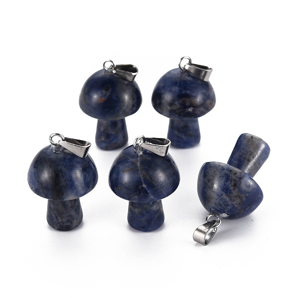 

PandaHall Natural Sodalite Pendants, with Stainless Steel Snap On Bails, Mushroom Shaped, 24~25x16mm, Hole: 5x3mm Sodalite Mushroom