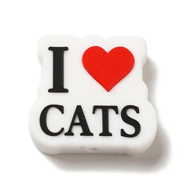 

PandaHall Cat Themed with Words I Love Cats Silicone Focal Beads, DIY Nursing Necklaces Making, Red, 28.5x30x8mm, Hole: 2mm Silicone Word...