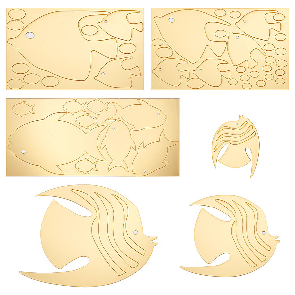 3 ensemble de 3 autocollants muraux miroir en acrylique de style poisson