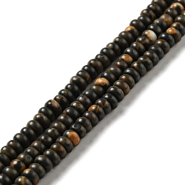 PandaHall Natural Coffee Jasper Beads Strands, Rondelle, 4.3~4.7x2.5mm, Hole: 1mm, about 156pcs/strand, 15.91 inch(40.4cm) Other Jasper...
