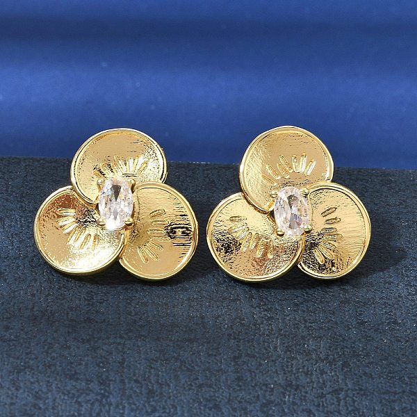 Boucles d'oreilles en laiton et zircone cubique transparentes pour femmes