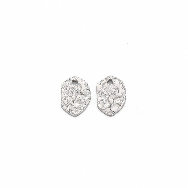 

PandaHall 304 Stainless Steel Charms, Textured, Oval, Stainless Steel Color, 8.5x6x1mm, Hole: 0.9mm 304 Stainless Steel Oval