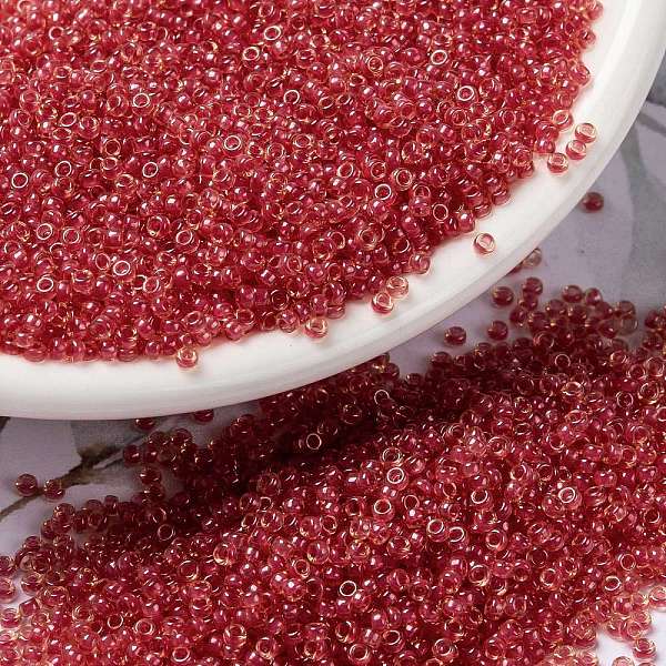

PandaHall MIYUKI Round Rocailles Beads, Japanese Seed Beads, 15/0, (RR373) Dark Rose Lined Light Topaz Luster, 1.5mm, Hole: 0.7mm, about..., Brown