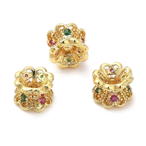 

PandaHall Rack Plating Brass Cubic Zirconia Spacer Beads, Cadmium Free & Lead Free, Long-Lasting Plated, Flower, Golden, 6x5mm, Hole: 1.5mm...