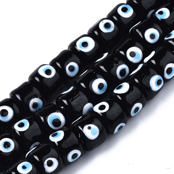 

PandaHall Handmade Evil Eye Lampwork Beads Strands, Column, Black, 8.5x6~7mm, Hole: 2mm, about 53~56pcs/strand, 13.78 inch~14.17 inch...