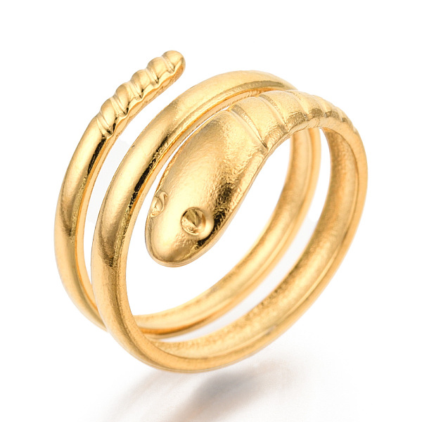 PandaHall Ion Plating(IP) 304 Stainless Steel Snake Twist Rings, Adjustable Rings, Wrap Rings for Women Girls, Real 18K Gold Plated, US Size...
