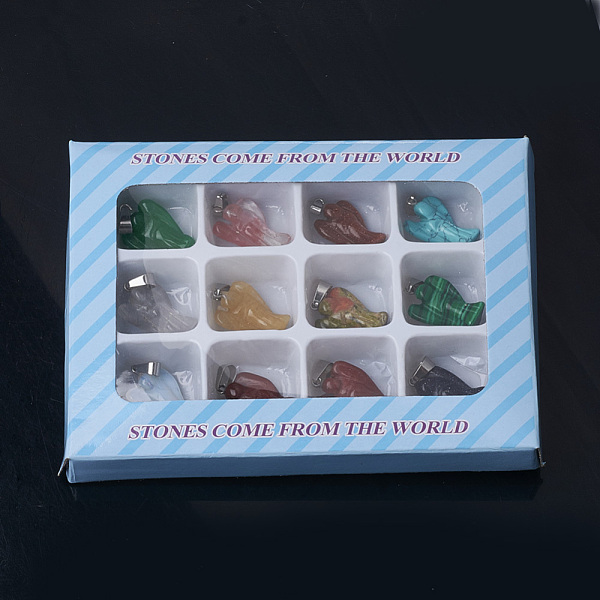 

PandaHall Gemstone Pendants, with Brass Clasps, Mixed Stone, Angel, Mixed Color, 22~25x14~16x7mm, Hole: 5x3mm, 12pcs/box Mixed Stone Angel &..., Multicolor