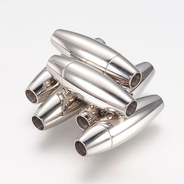 Smooth 304 Stainless Steel Magnetic Clasps With Glue-in Ends