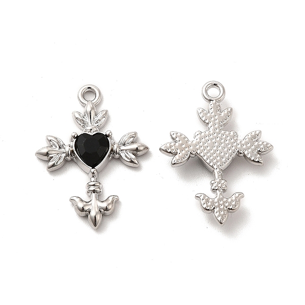 

PandaHall Glass Heart Cross Pendants, with Platinum Alloy Finding, Long-Lasting Plated, Cadmium Free & Lead Free, Black, 23.5x19x3.5mm, Hole...