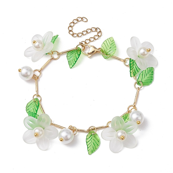 Acryl-Charm-Armbänder Mit Blumen Und Glasperlen