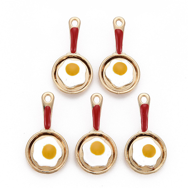 

PandaHall Rack Plating Alloy Enamel Pendants, Light Gold, Cadmium Free & Nickel Free & Lead Free, Pan with Egg, Goldenrod, 28x14x4mm, Hole...