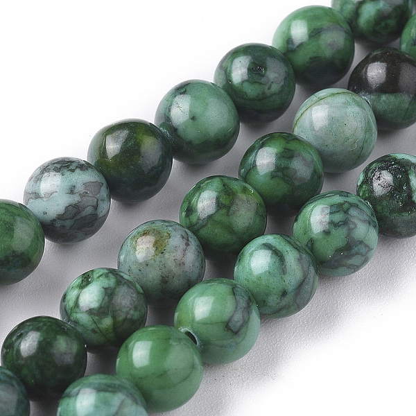 Brins de perles en pierre de jaspe picasso naturelle