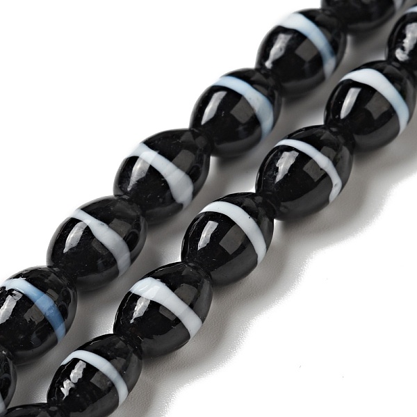 

PandaHall Handmade Lampwork Beads strand, Oval, Black, 10~10.5x7mm, Hole: 1.2mm, about 35pcs/strand, 14.37 inch(36.5cm) Lampwork Oval Black