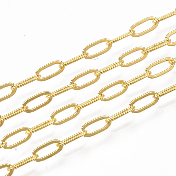 

PandaHall Brass Paperclip Chains, Flat Oval, Drawn Elongated Cable Chains, Soldered, Long-Lasting Plated, with Spool, Cadmium Free & Nickel...