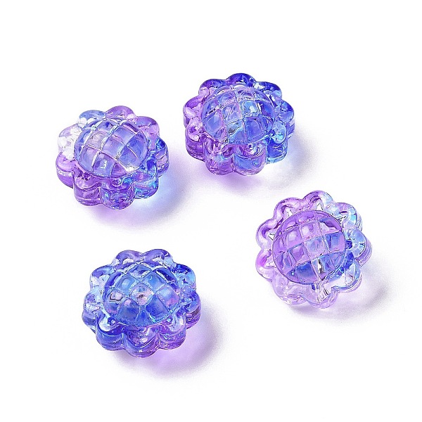 

PandaHall Transparent Spray Painted Glass Beads, Sunflower, Blue, 15x10mm, Hole: 1.2mm Glass Flower Blue