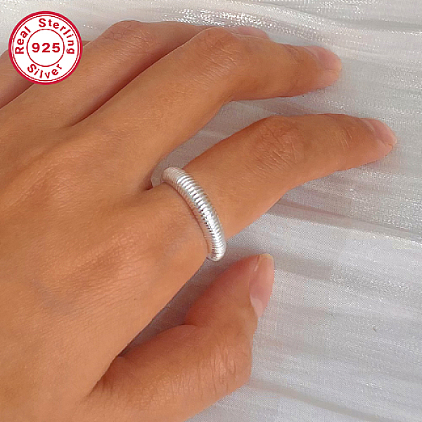 

PandaHall Rhodium Plated 925 Sterling Silver Open Cuff Ring, Platinum, US Size 8(18.1mm) Sterling Silver