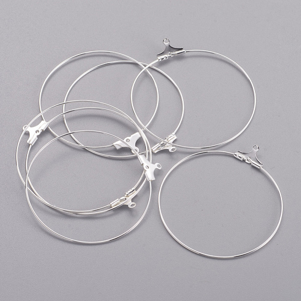 

PandaHall Brass Pendants, Hoop Earring Findings, Cadmium Free & Nickel Free & Lead Free, Silver, 40mm, Hole: 1mm Brass