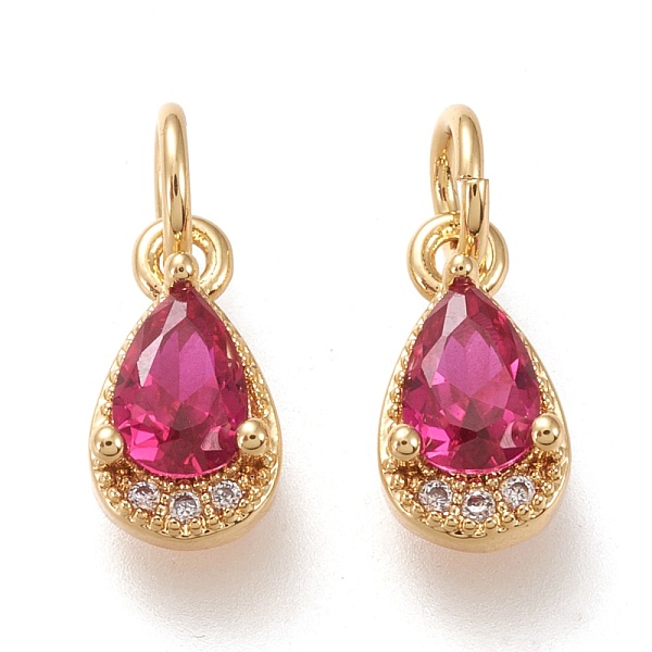 

PandaHall Brass Micro Pave Clear Cubic Zirconia Charms, with Jump Rings, Long-Lasting Plated, Real 18K Gold Plated, Teardrop, Camellia..., Pink