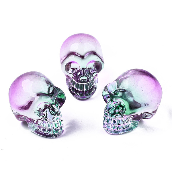 

PandaHall K9 Glass Display Decorations, Skull, for Halloween, Orchid, 22x18x26mm Glass Skull Purple