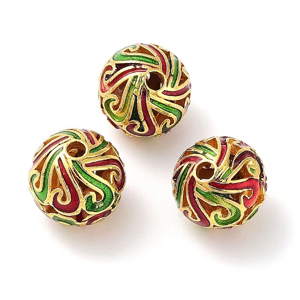 

PandaHall Alloy Enamel Beads, Golden, Round, Red, 10mm, Hole: 1.6mm Alloy+Enamel Round Red