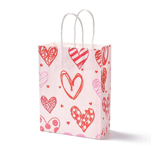 PandaHall Rectangle Paper Packaging Bags, with Handle, for Gift Bags and Shopping Bags, Valentine's Day Theme, Colorful, 14.9x8.1x21cm Paper...