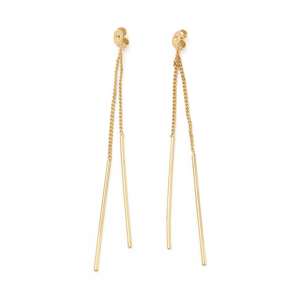 

PandaHall Brass Friction Ear Nut with Long Chain Tassel, Cadmium Free & Lead Free, Long-Lasting Plated, Real 18K Gold Plated, 69x1mm, Hole...