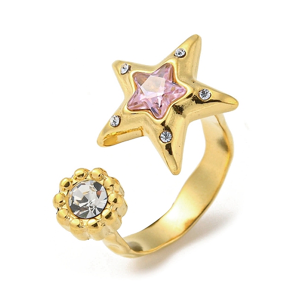 

PandaHall Pink Cubic Zirconia Star Open Cuff Ring, 304 Stainless Steel Finger Ring, Golden, US Size 5(15.7mm) Stainless Steel+Cubic Zirconia...