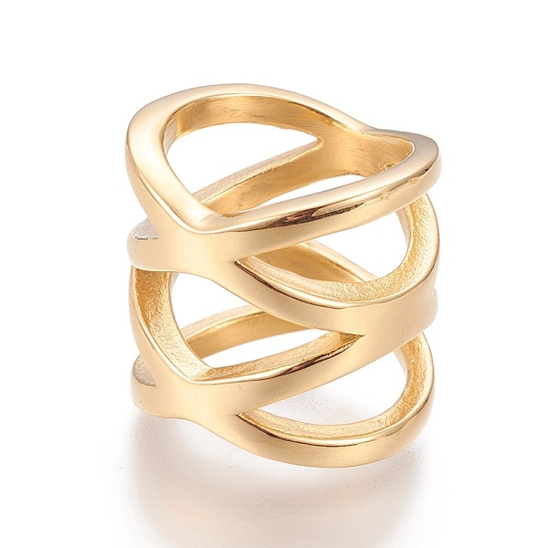 

PandaHall Ion Plating(IP) 304 Stainless Steel Finger Rings, Golden, Size 6~9, 16~19mm 304 Stainless Steel