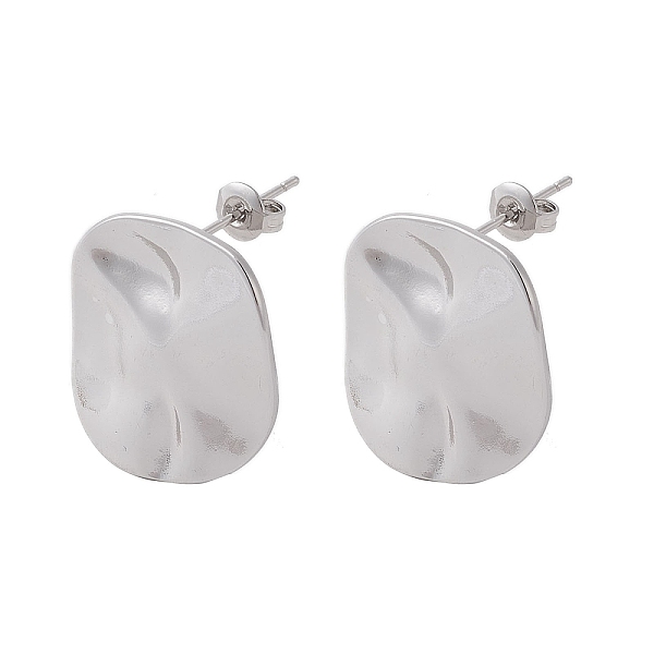 

PandaHall Brass Stud Earrings, Twist Oval, Platinum, 20.5x18.5mm Brass Oval
