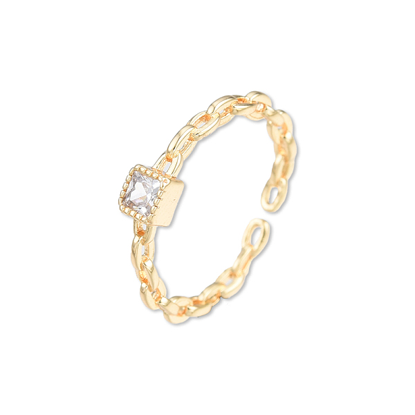 

PandaHall Clear Cubic Zirconia Open Cuff Ring for Women, Brass Chain Ring, Cadmium Free & Nickel Free & Lead Free, Golden, US Size 6 3/4...