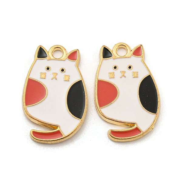 

PandaHall Alloy Enamel Pendants, Golden, Calico Cat Charm, White, 22x14x1.5mm, Hole: 2mm, 10pcs/set Alloy+Enamel Cat Shape White