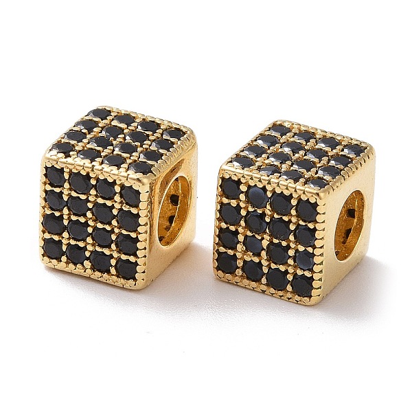 

PandaHall 925 Sterling Silver Beads, with Cubic Zirconia, Real 18K Gold Plated, Cube, Black, 7x7.5x7.5mm, Hole: 3.8mm Cubic Zirconia Square...