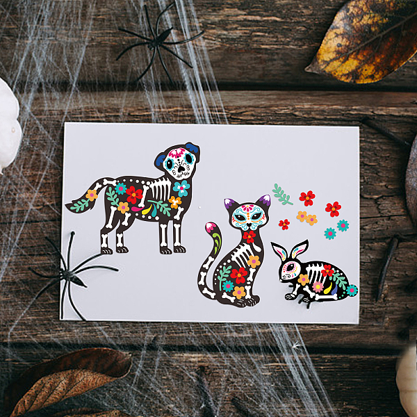 

PandaHall GLOBLELAND 2Pcs Day of the Dead Cutting Dies Metal Skeleton Animals Embossing Stencils Die Cuts for Paper Card Making Decoration...